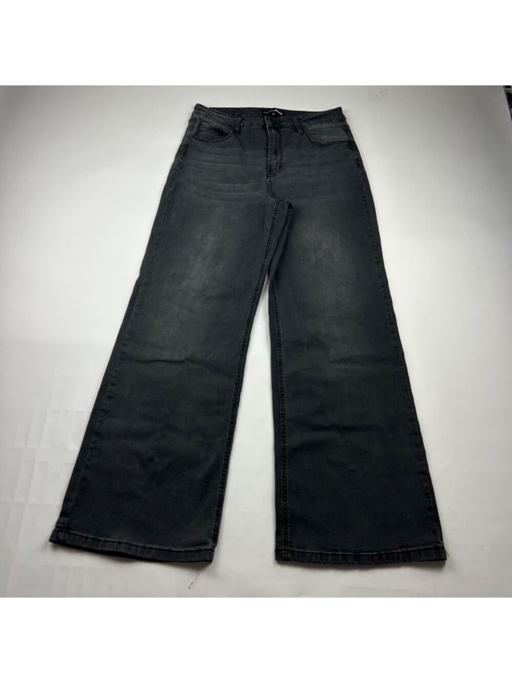 Fashion Nova Gray Stretch Denim High Rise Wide Leg Jeans 11